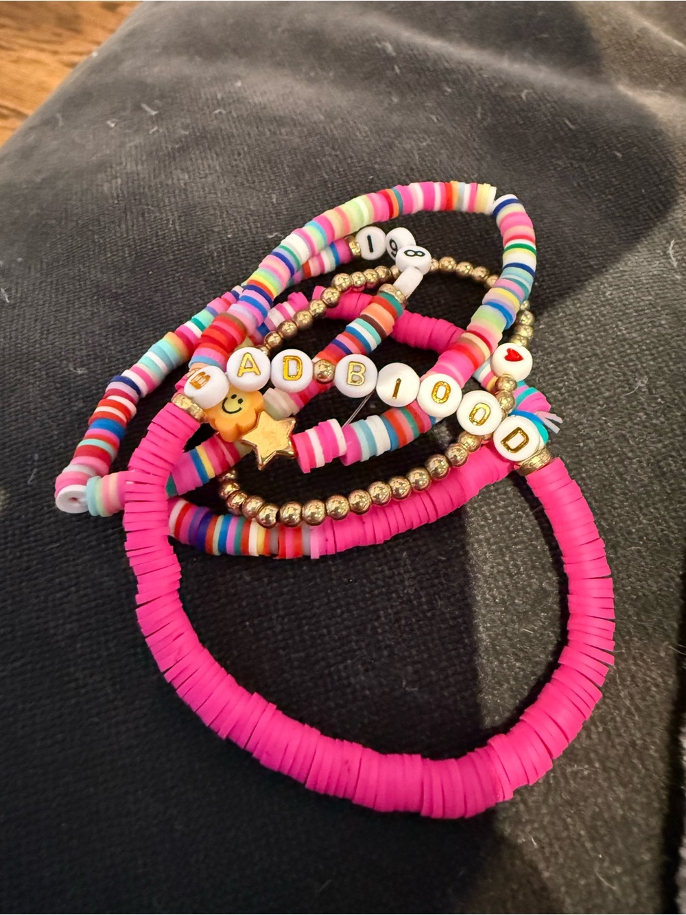 Taylor Swift style Bright Pink & Multicolor Beaded Bracelet Stack